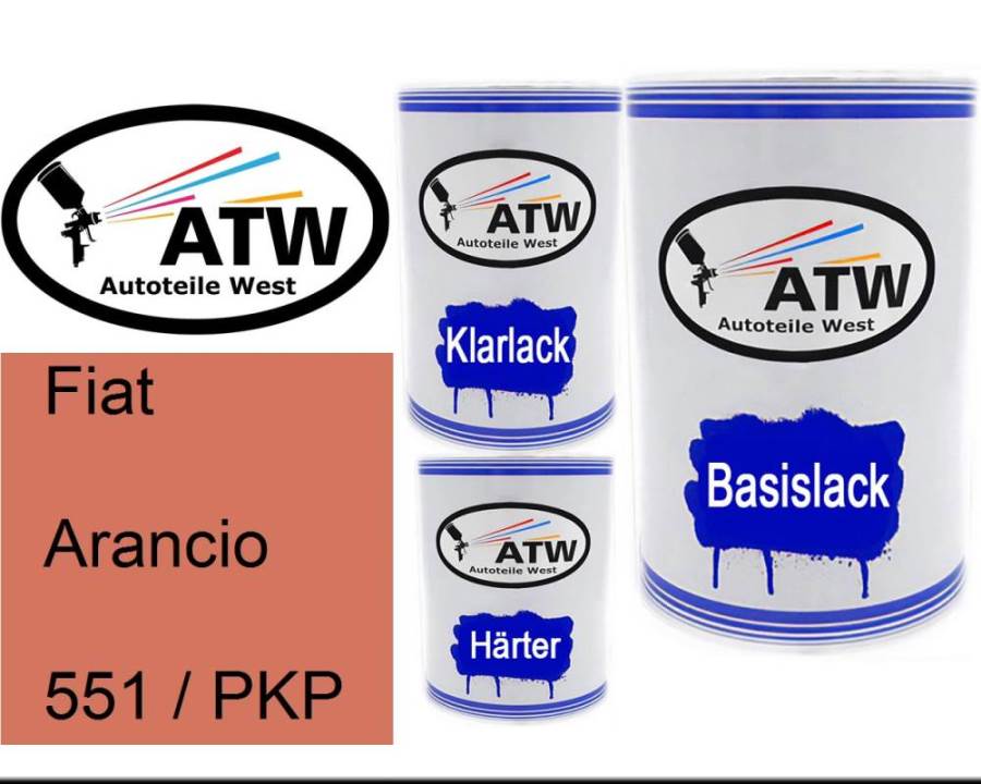 Fiat, Arancio, 551 / PKP: 500ml Lackdose + 500ml Klarlack + 250ml Härter - Set, von ATW Autoteile West.